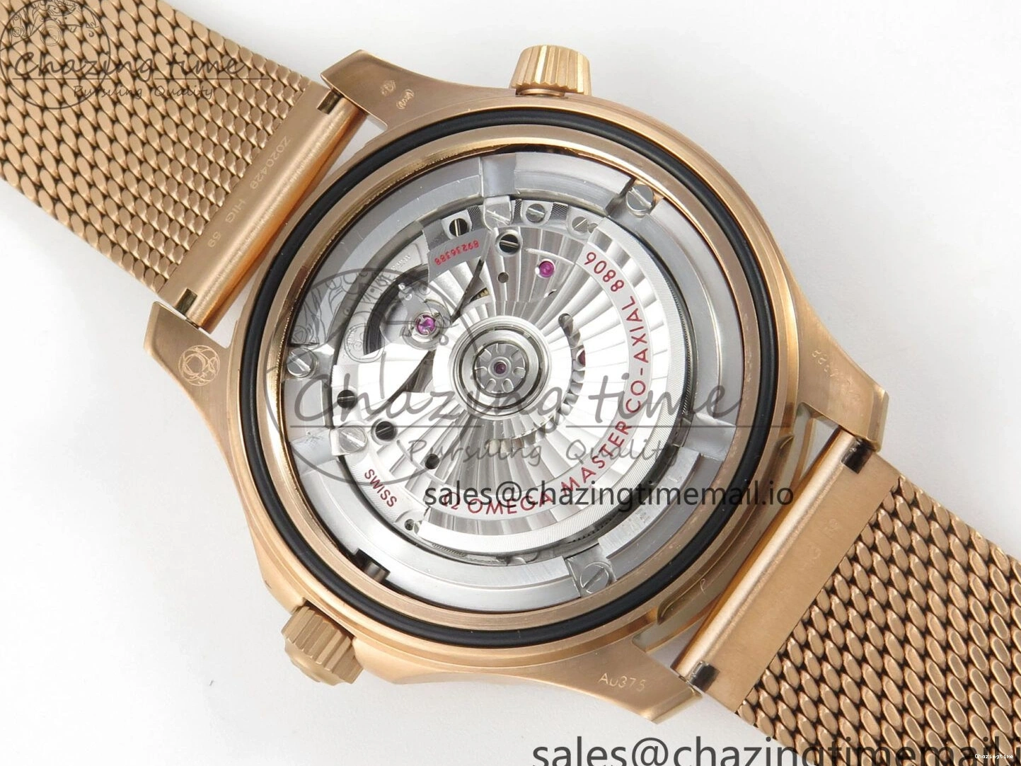 0322 Stylish Seamaster 300M Diver Rose Gold VSF 1:1 Best Edition Black Dial on Mesh Bracelet A 7662